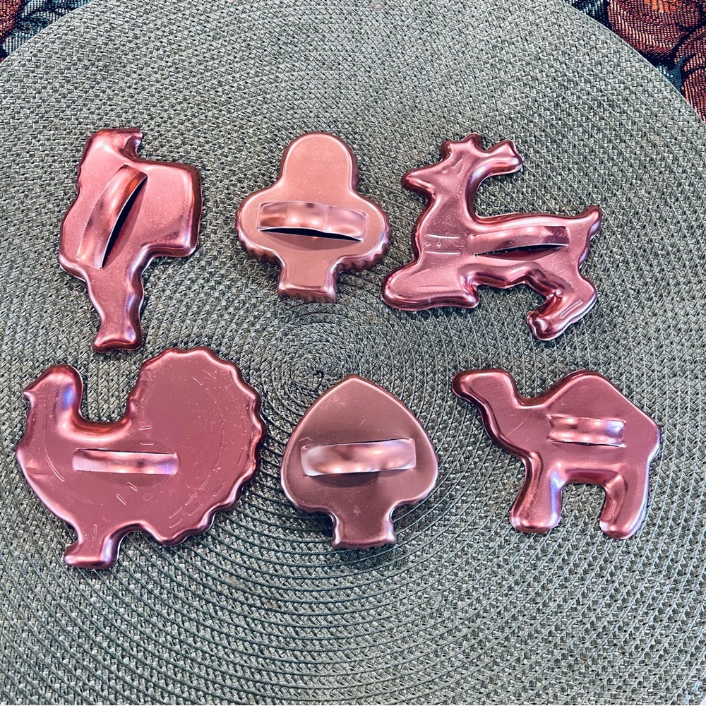 Lot Of 6 Aluminum Copper Colored Cookie Cutters